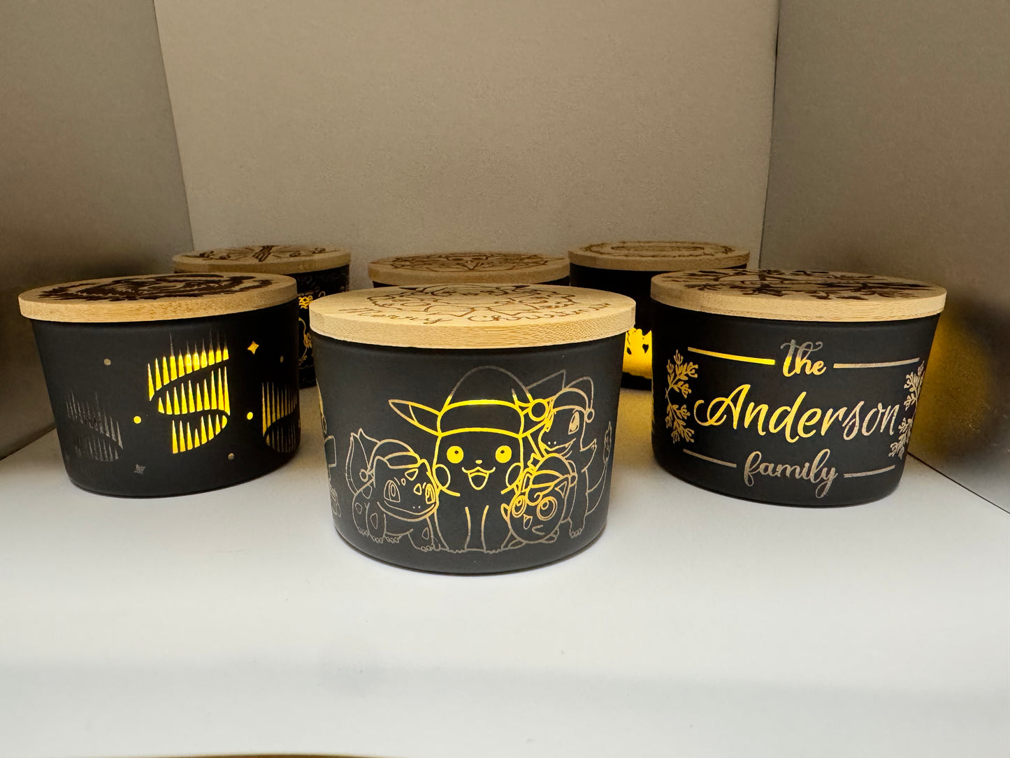 Custom etched tea light holder