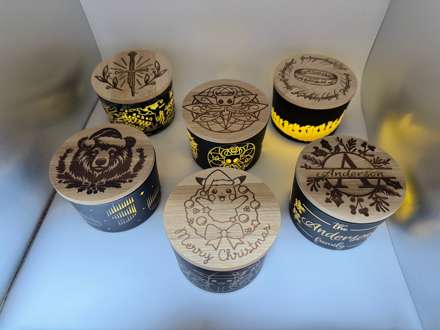 Custom etched tea light holder