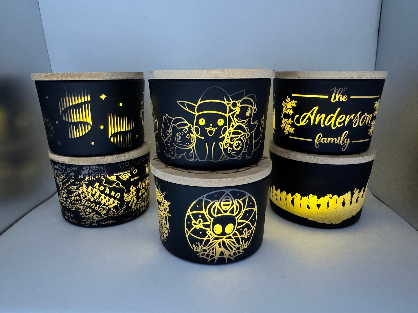 Custom etched tea light holder