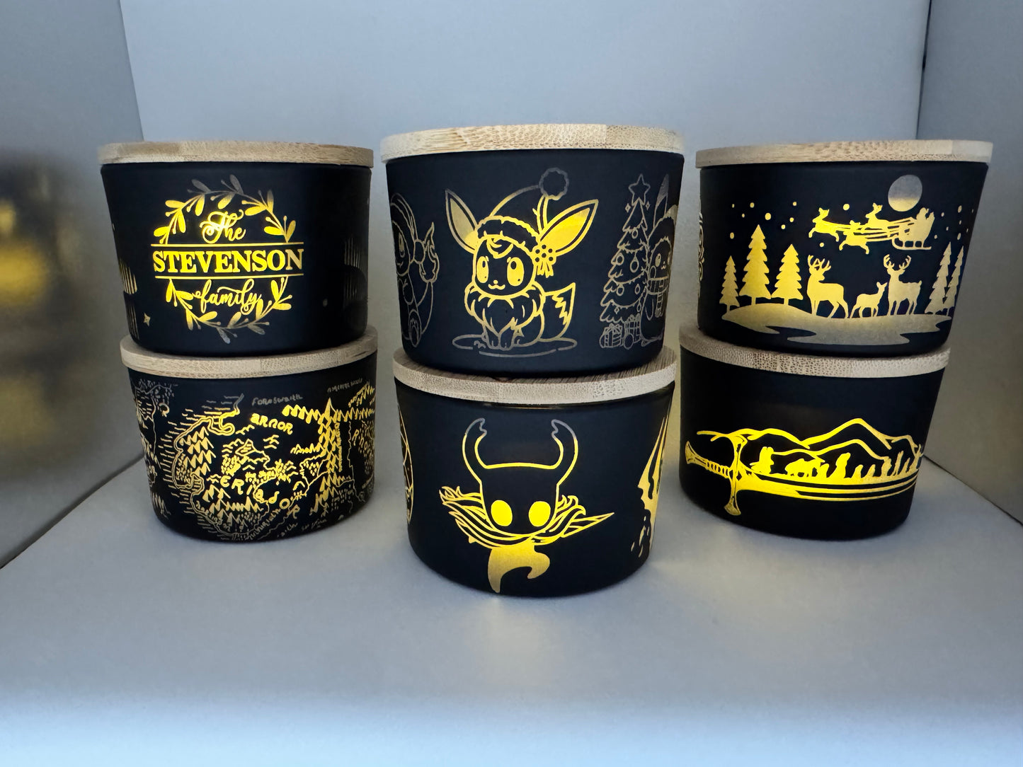 Custom etched tea light holder