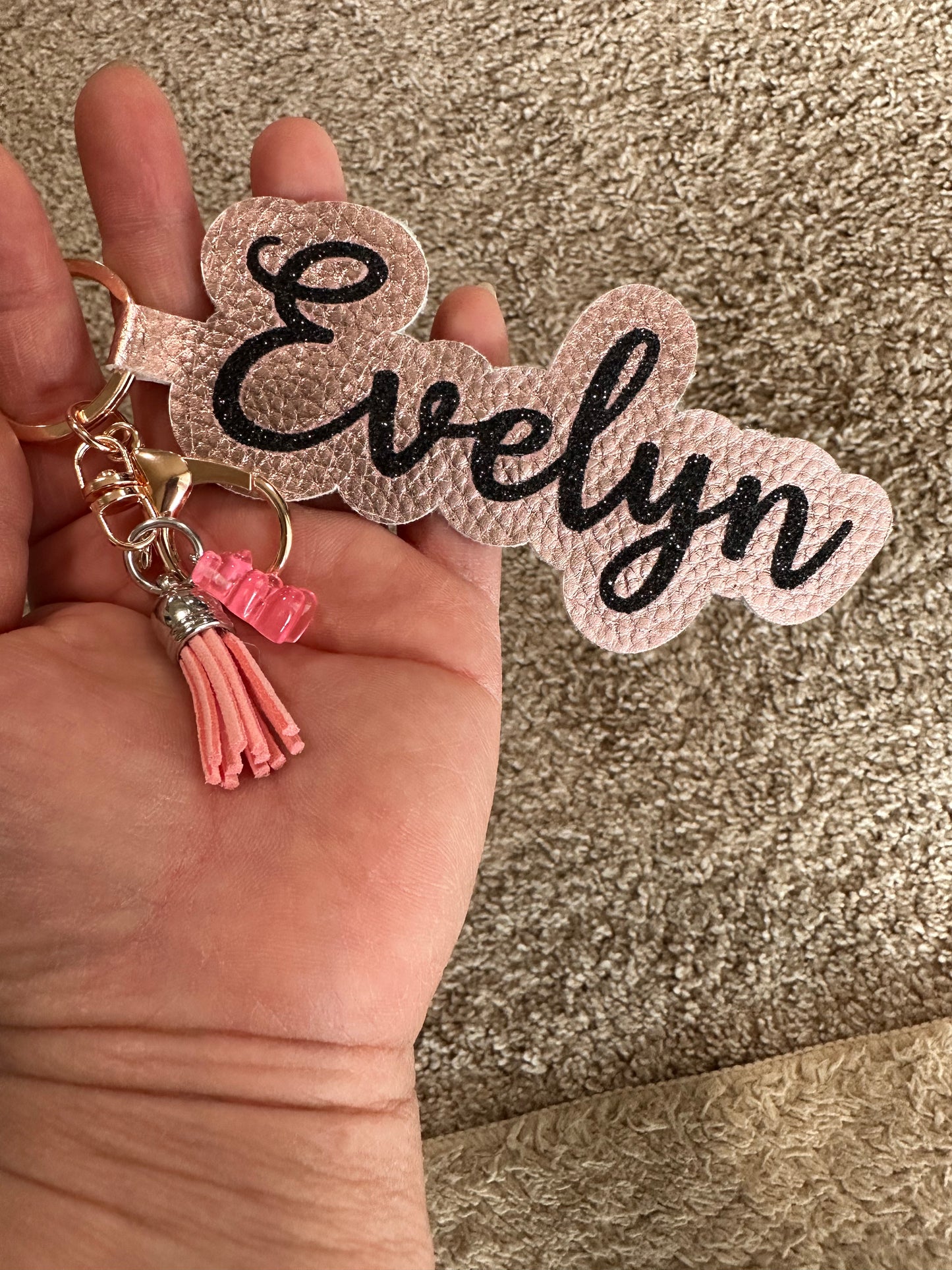 Personalized Faux Leather Keychain