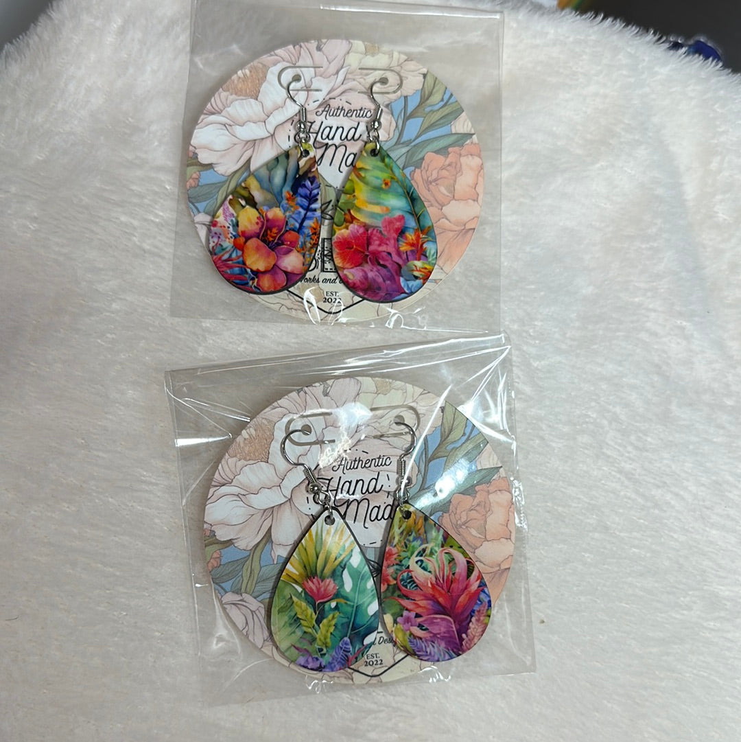 Watercolor Floral Drop Earrings